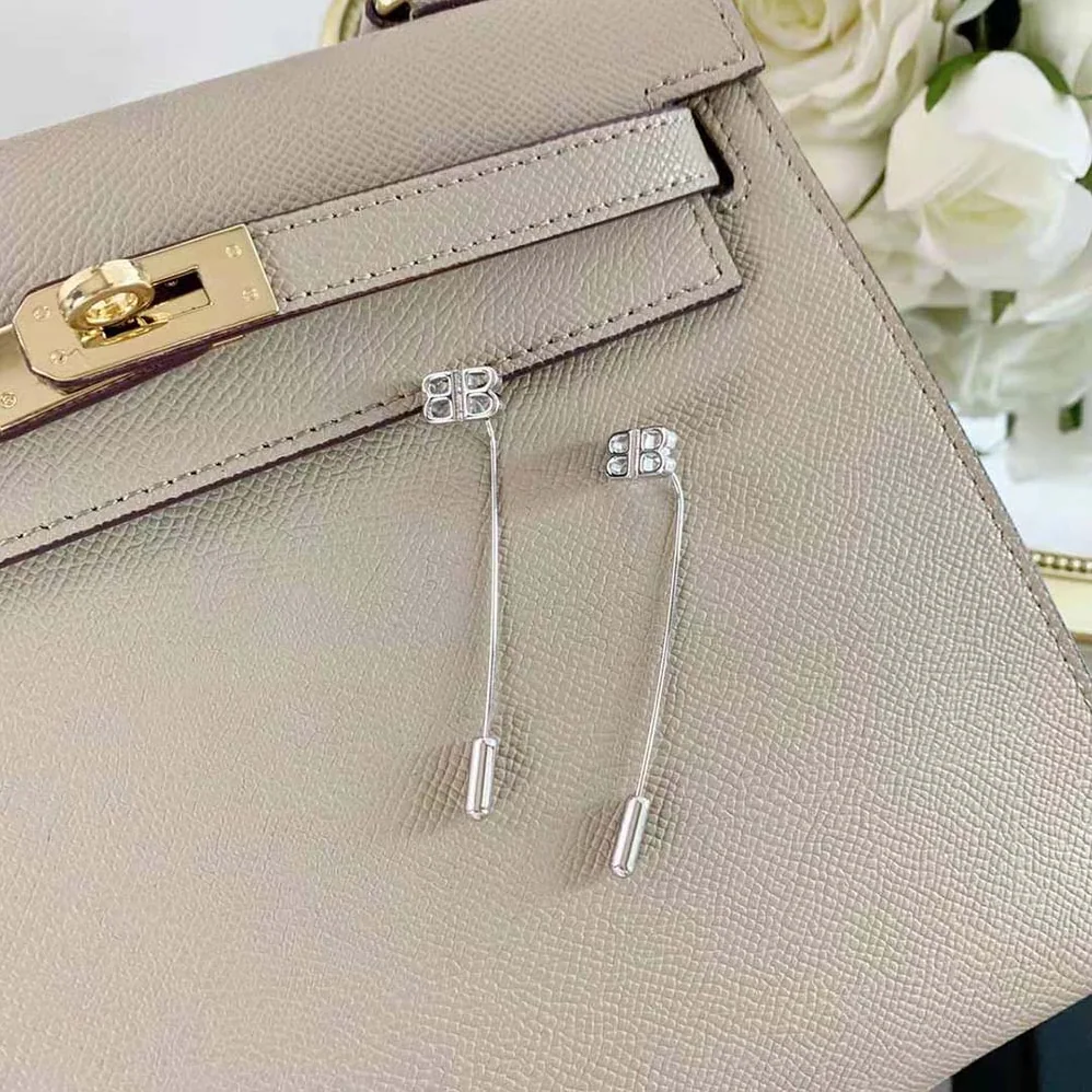 Balenciaga Pin BB Earrings in Palladium Brass and Bronze for Women Balenciaga Pin BB Earrings in Palladium Brass and Bronze for Women