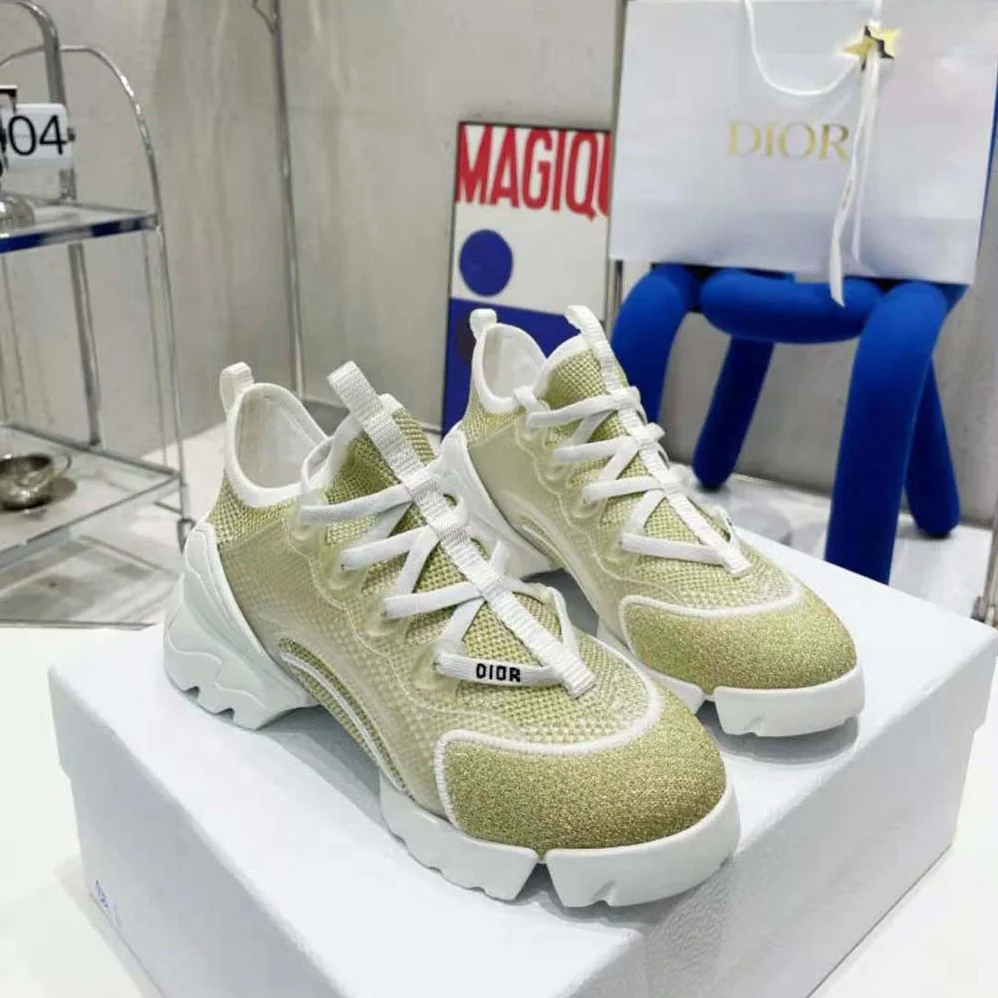 Dior D-Connect Sneaker Gold for Women in Tone Laminated Mesh