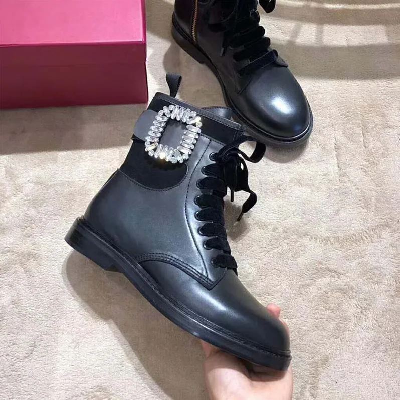 Roger Vivier Shoes Viv' Rangers Strass Buckle Ankle Boots for Women in Black Roger Vivier Shoes Viv' Rangers Strass Buckle Ankle Boots for Women in Black