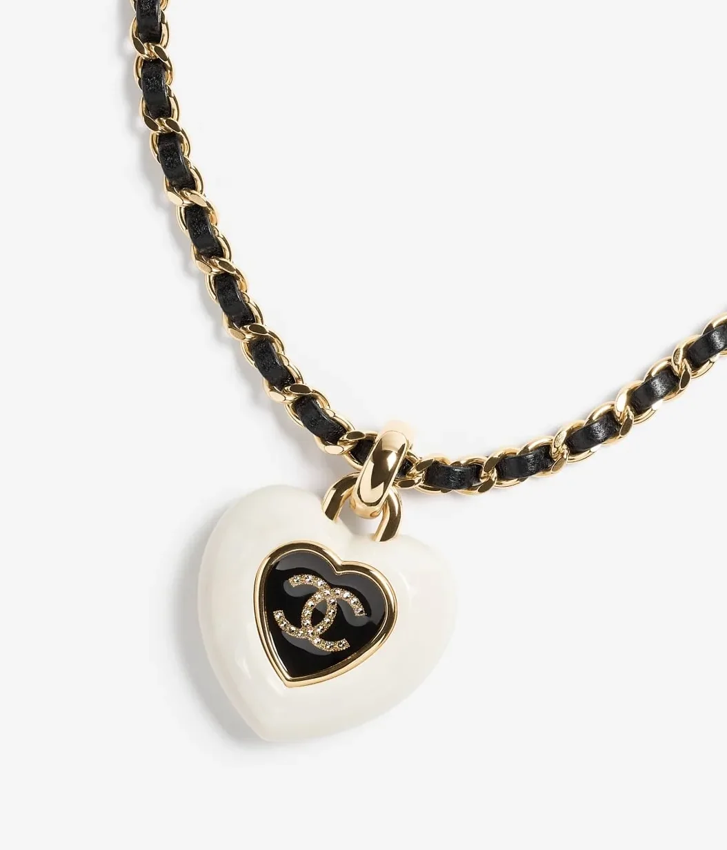 Chanel Long Necklace Gold Crystal