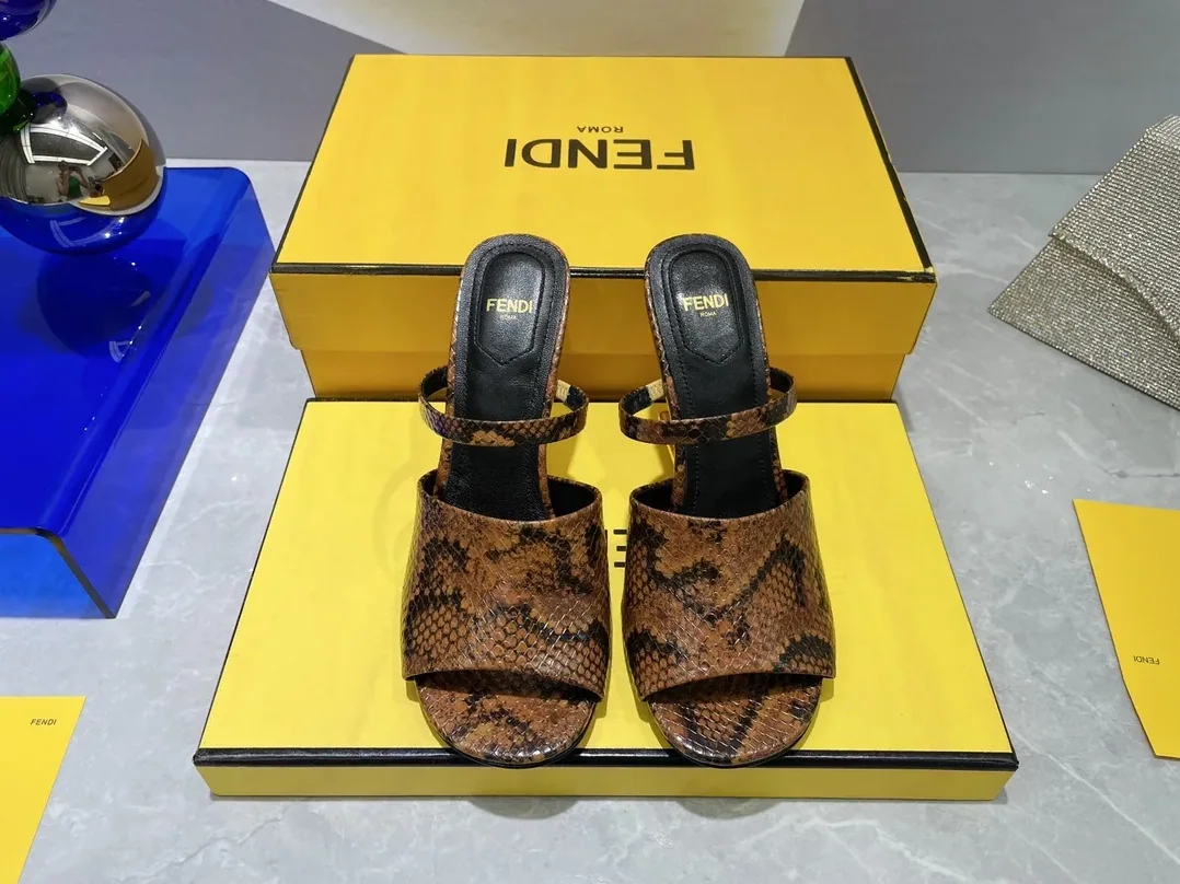 Fendi First Dark Brown Python High in Heeled Sandals Fendi First Dark Brown Python High in Heeled Sandals
