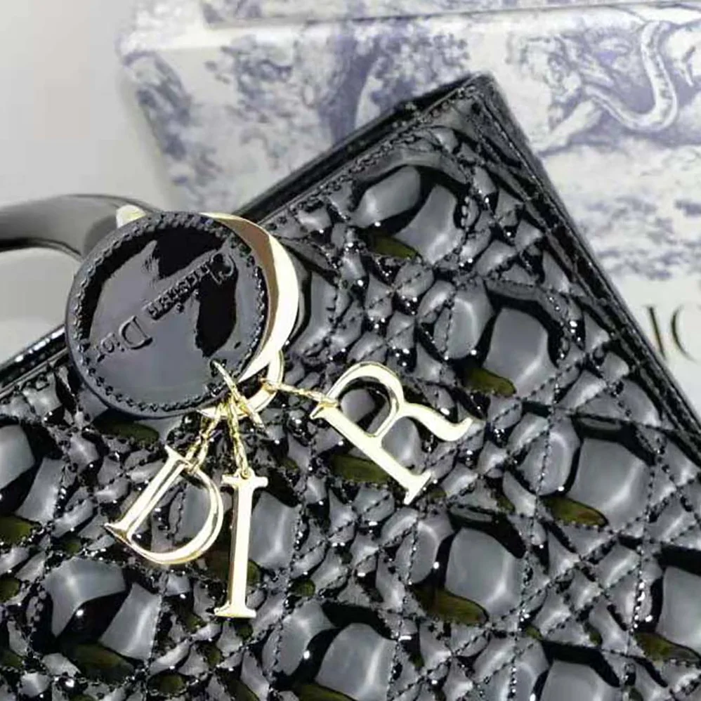 Dior Large Lady Dior Bag Black Patent Cannage Calfskin for Women Dior Large Lady Dior Bag Black Patent Cannage Calfskin for Women