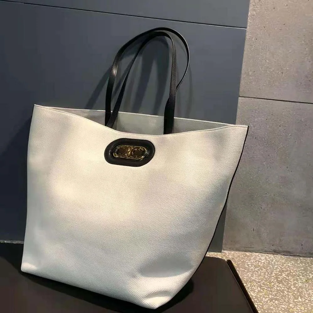 Celine Cabas Maillon Triomphe in Textile and Calfskin for Women Celine Cabas Maillon Triomphe in Textile and Calfskin for Women