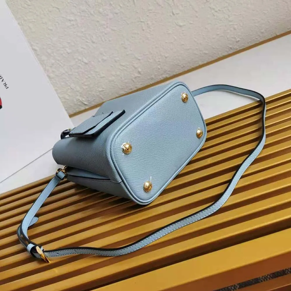 Prada Small Saffiano Leather Prada Panier Bag for Women in Blue