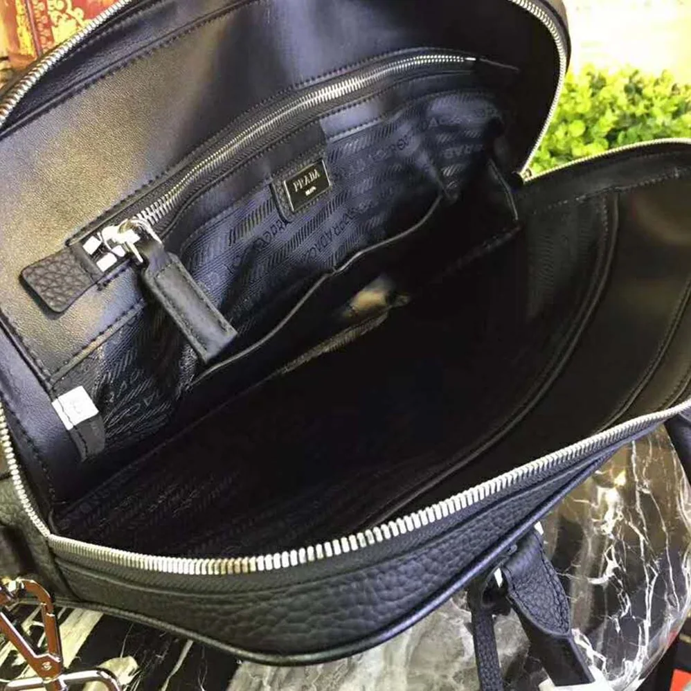 Prada Grained Calf Leather Briefcase Bag in Black for Men Prada Grained Calf Leather Briefcase Bag in Black for Men