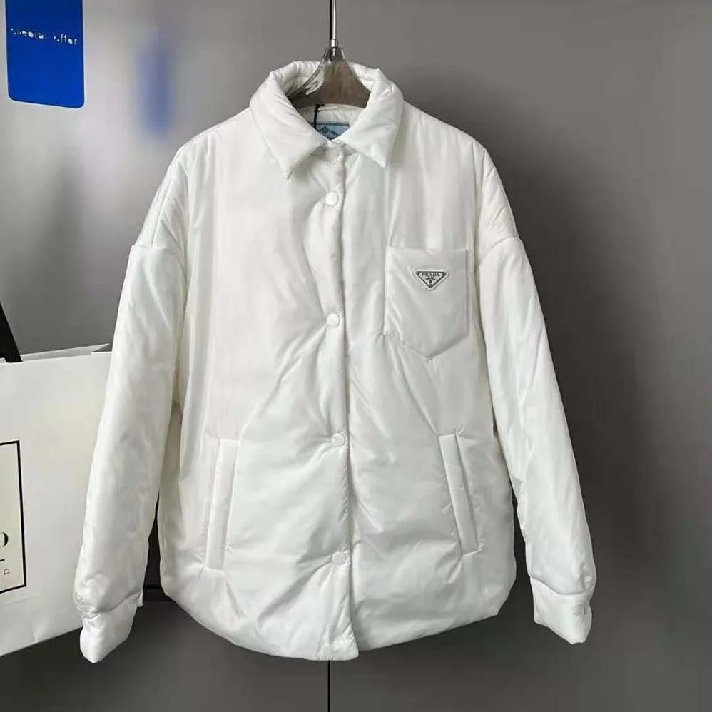 Prada Light Re-Nylon Padded Jacket for Women in White Prada Light Re-Nylon Padded Jacket for Women in White
