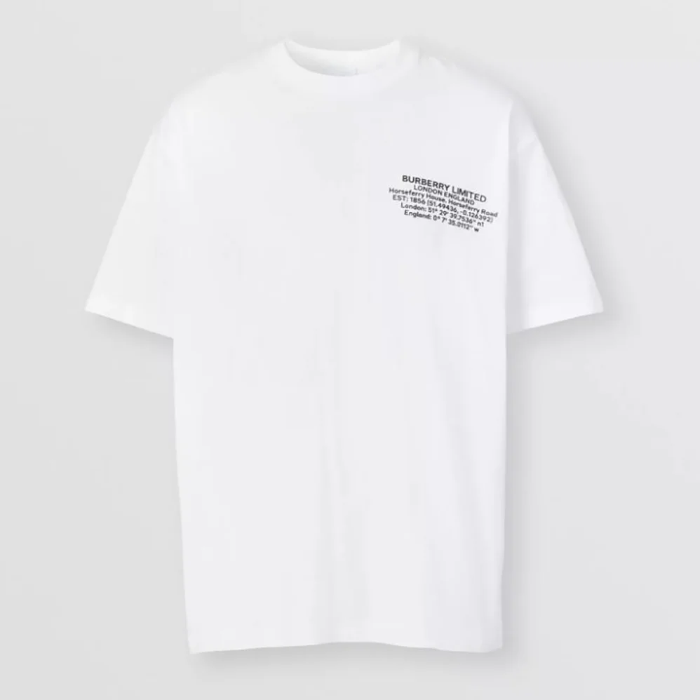 Burberry Location Print Cotton Oversized T-shirt for Men in White Burberry Location Print Cotton Oversized T-shirt for Men in White