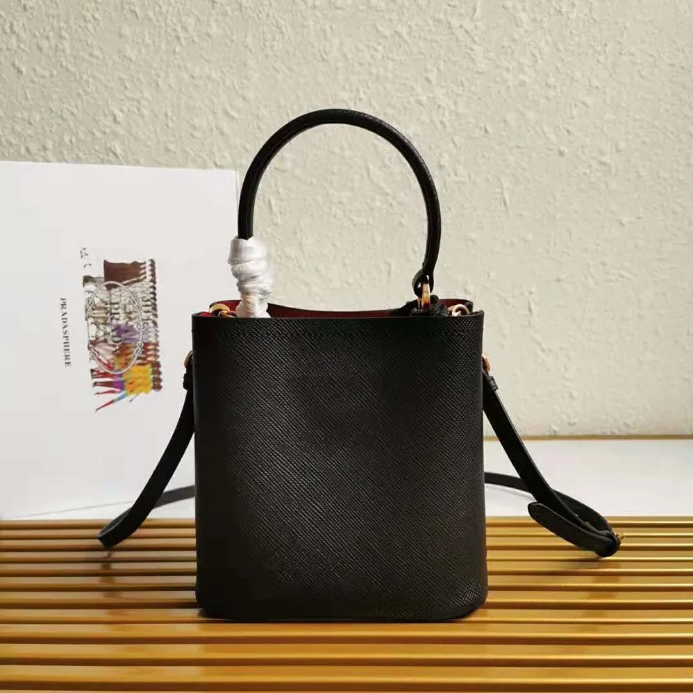 Prada Small Saffiano Leather Prada Panier Bag for Women in Black Prada Small Saffiano Leather Prada Panier Bag for Women in Black