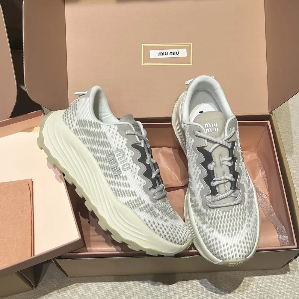 Miu Miu Technical Fabric Sneakers for Women in Silver Miu Miu Technical Fabric Sneakers for Women in Silver
