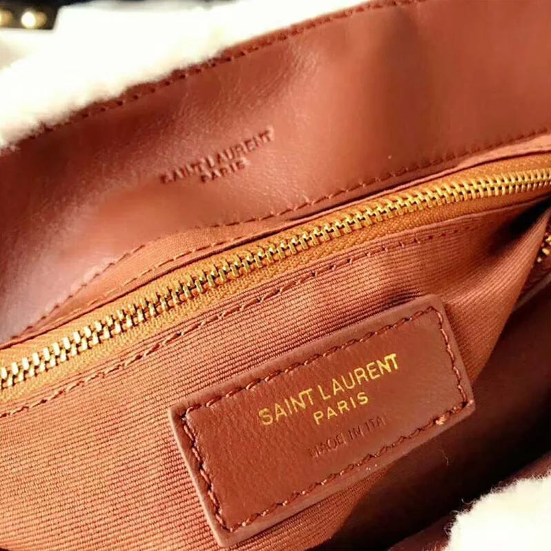 Saint Laurent YSL Loulou Medium in Shearling for Women in White Saint Laurent YSL Loulou Medium in Shearling for Women in White