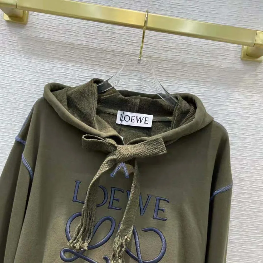 Loewe Anagram Hoodie in Cotton for Women in Green