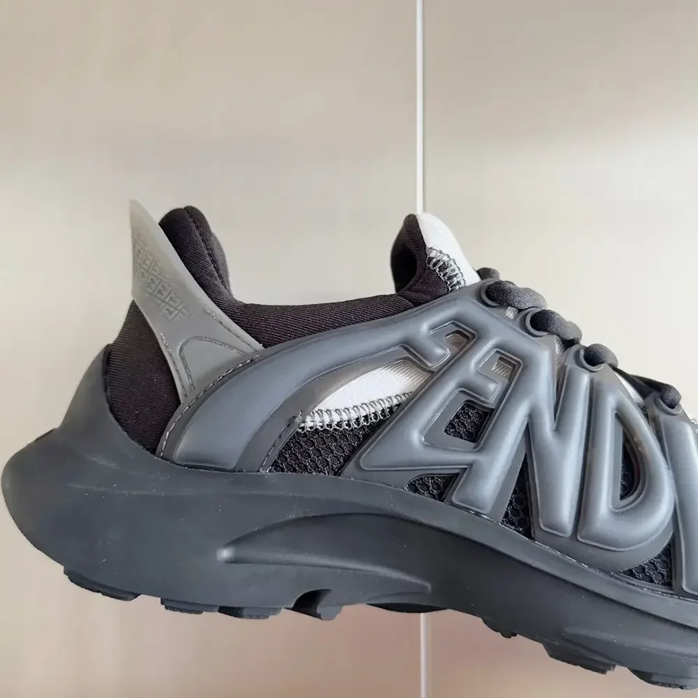 Fendi Tag Sneakers Black Technical Mesh Running Sneakers for Men Fendi Tag Sneakers Black Technical Mesh Running Sneakers for Men