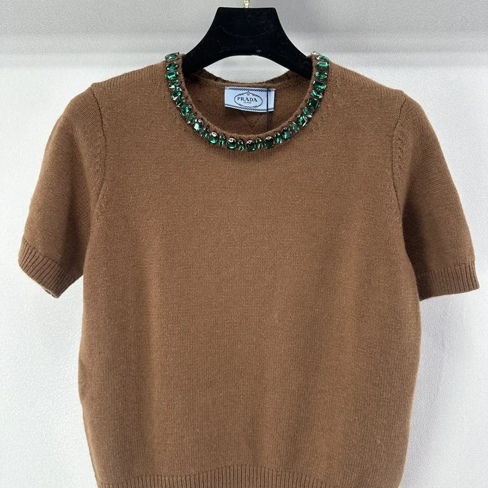 Prada Wool And Cashmere Crew for Women in Neck Sweater