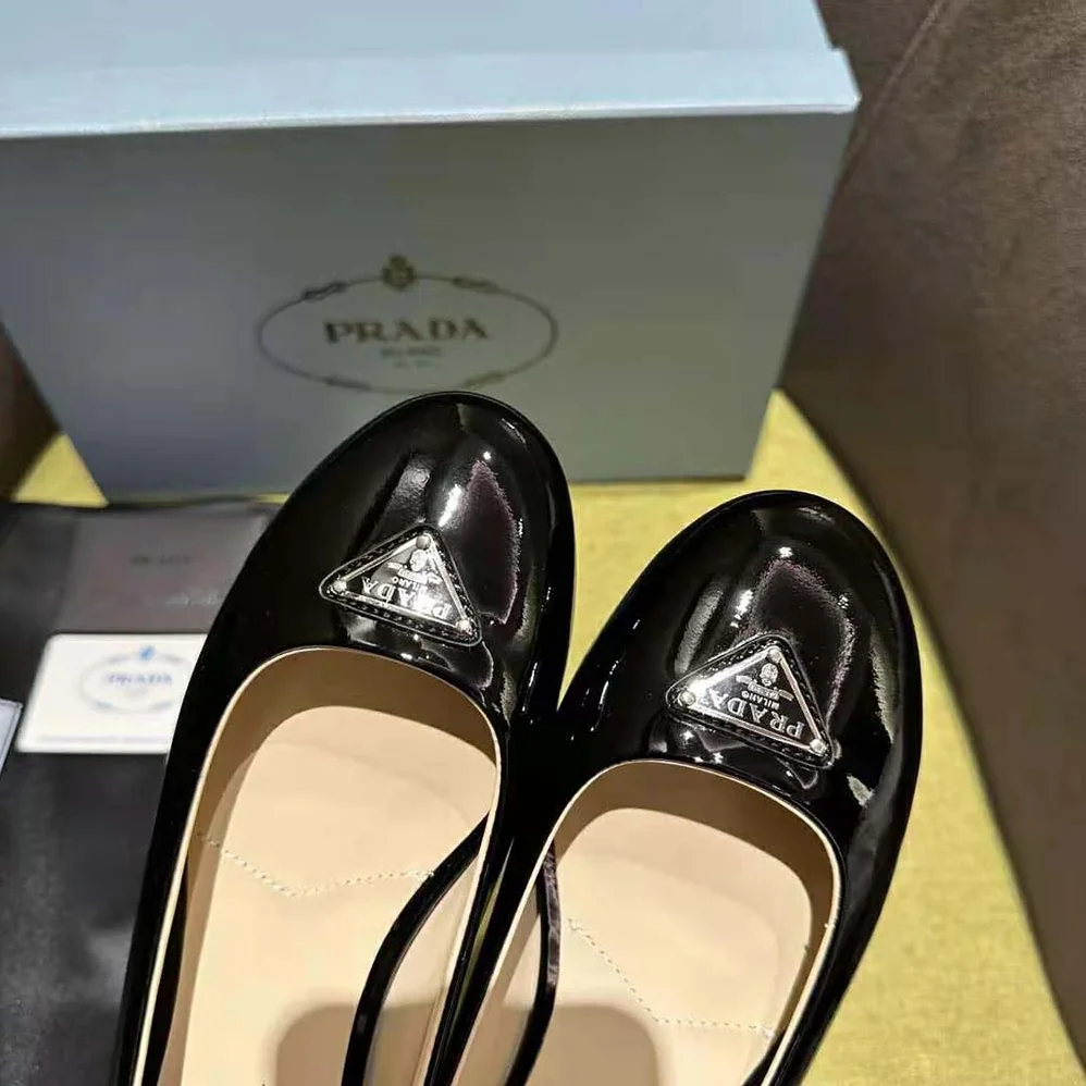 Prada Patent Leather Ballerinas for Women in Black