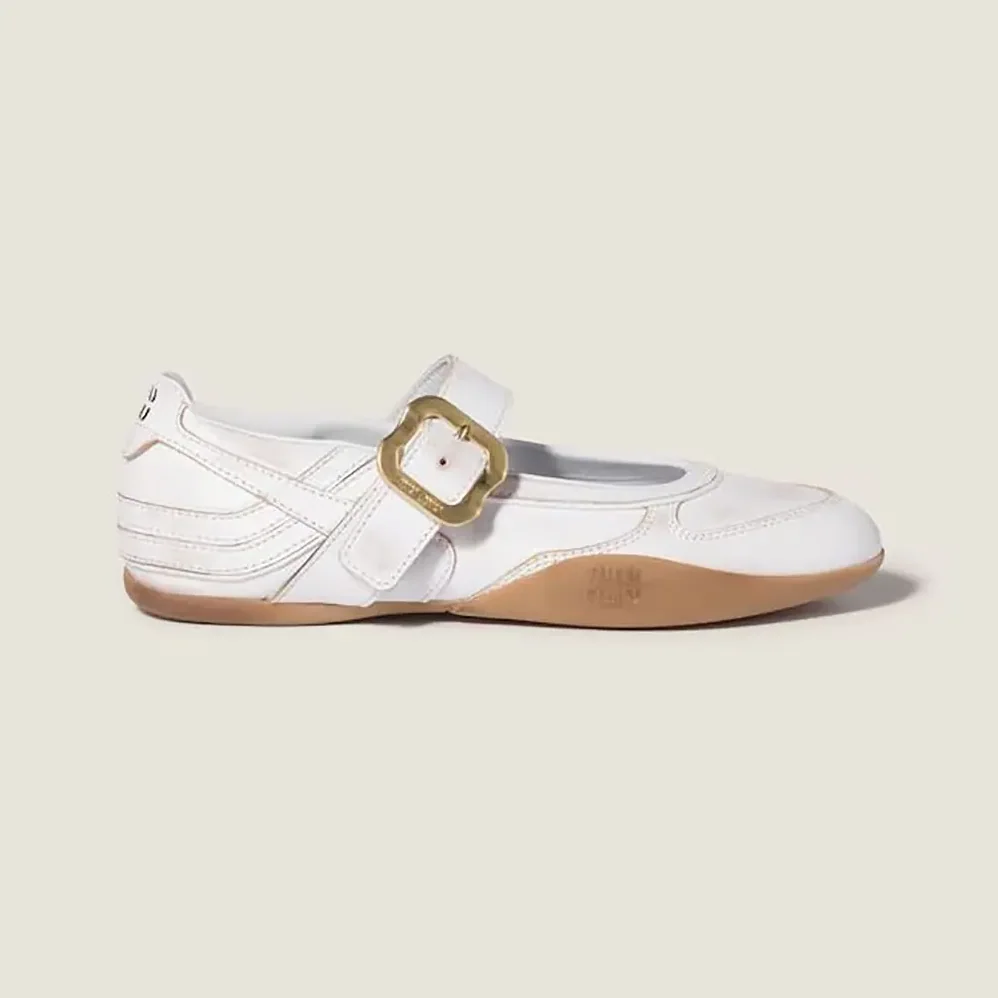 Miu Miu Gymnasium Leather Ballerinas With Strap and Buckle for Women Miu Miu Gymnasium Leather Ballerinas With Strap and Buckle for Women