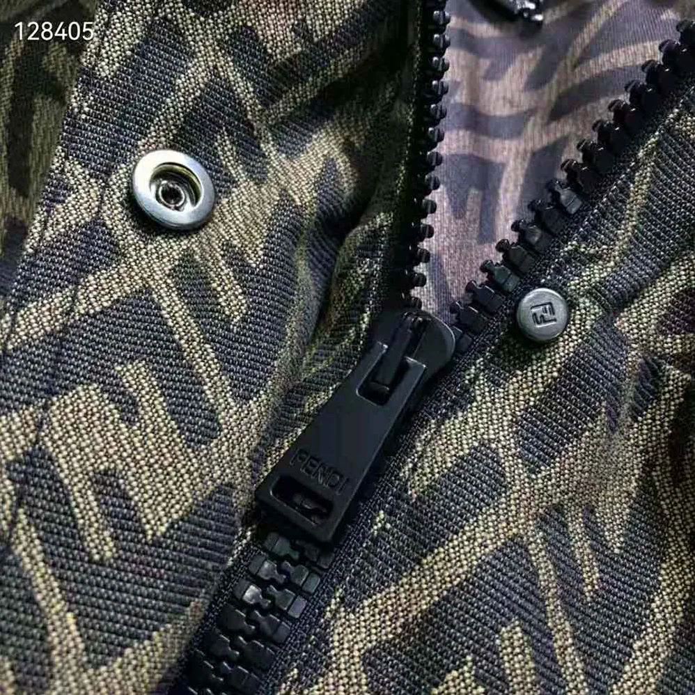 Fendi Brown Canvas Jacket with Drawstring Hood and Front Patch Pockets for Women Fendi Brown Canvas Jacket with Drawstring Hood and Front Patch Pockets for Women
