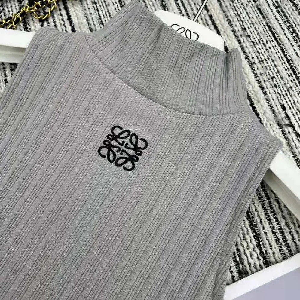 Loewe High Neck Top in Cotton Blend for Women in Silver
