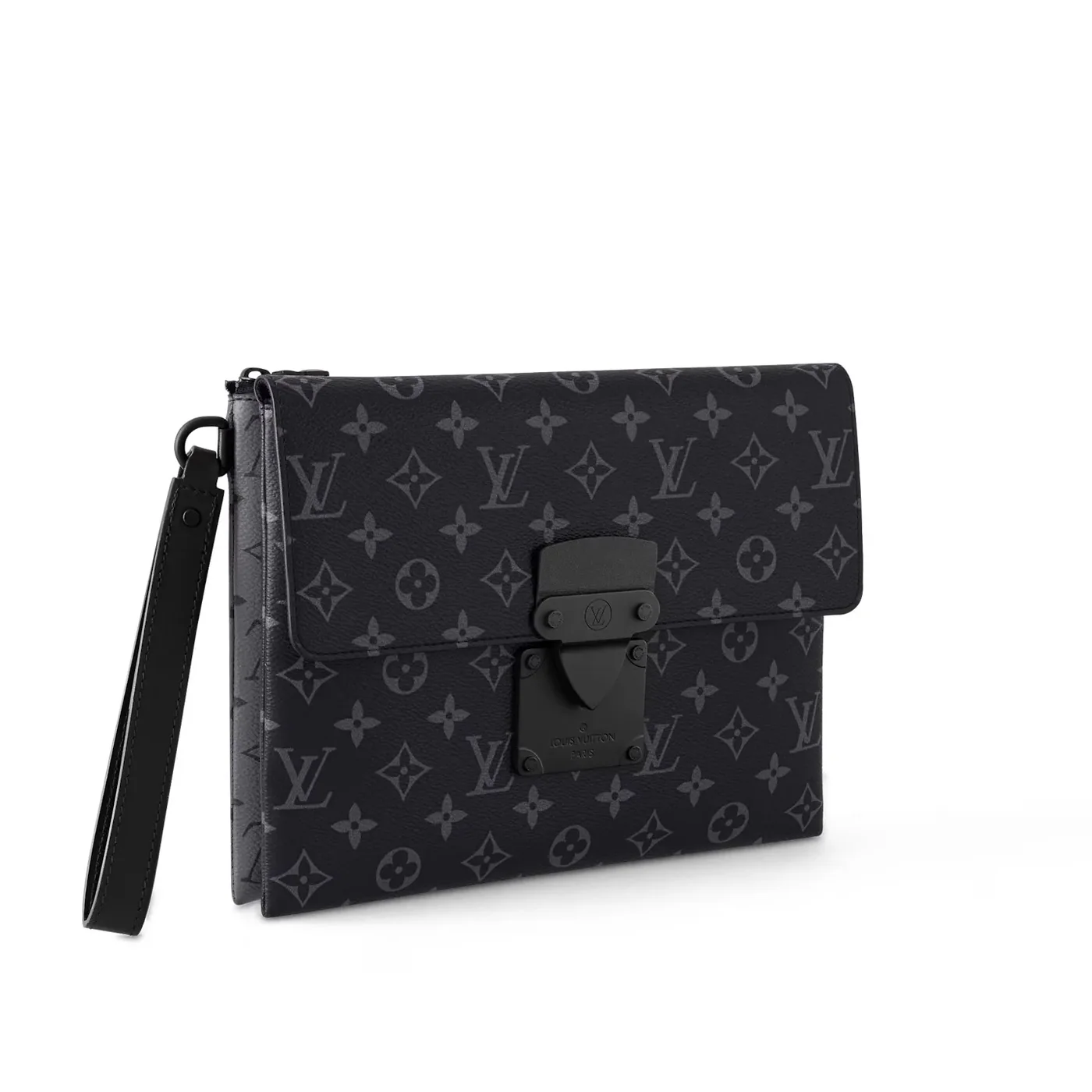 Louis Vuitton Pochette S-Lock Pouch / Black Monogram Eclipse Canvas Black Hardware