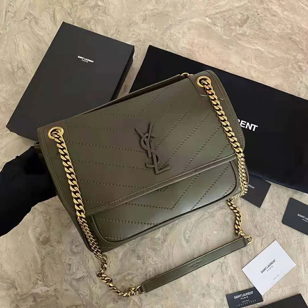 Saint Laurent YSL Niki Medium in Lambskin for Women in Green