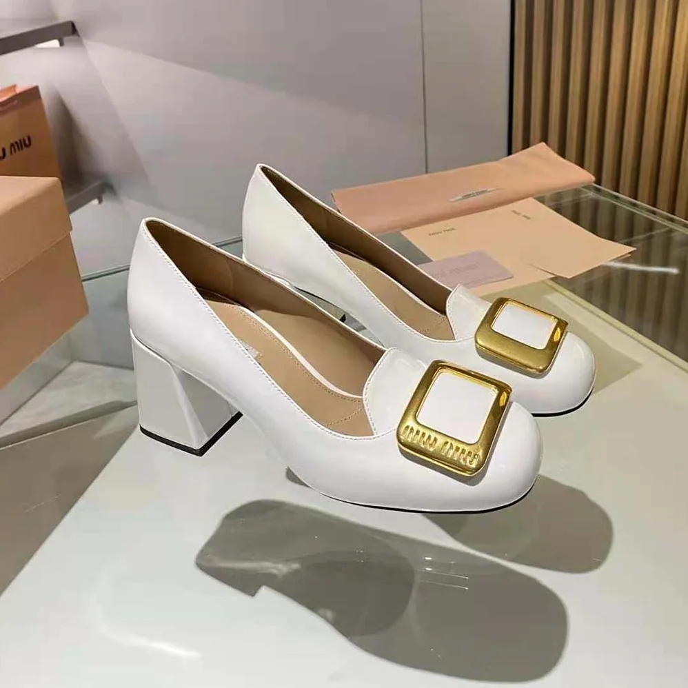 Miu Miu Patent Leather Pumps in 65 mm Heel Height for Women in White Miu Miu Patent Leather Pumps in 65 mm Heel Height for Women in White