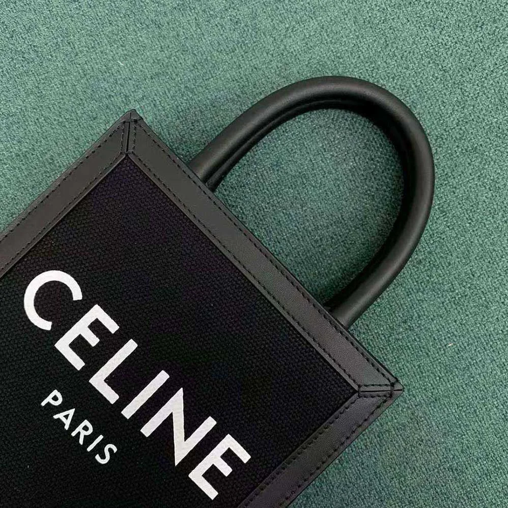 Celine Mini Vertical Cabas Celine in Textile with Celine Print and Calfskin for Women