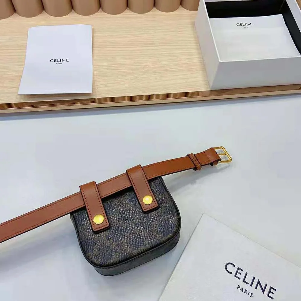 Celine Belt Bag Triomphe Belt in Triomphe Canvas and Calfskin for Women Celine Belt Bag Triomphe Belt in Triomphe Canvas and Calfskin for Women