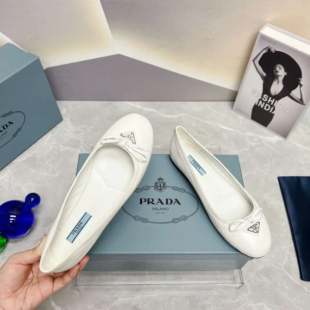 Prada Nappa Ballerinas White Prada Nappa Ballerinas White
