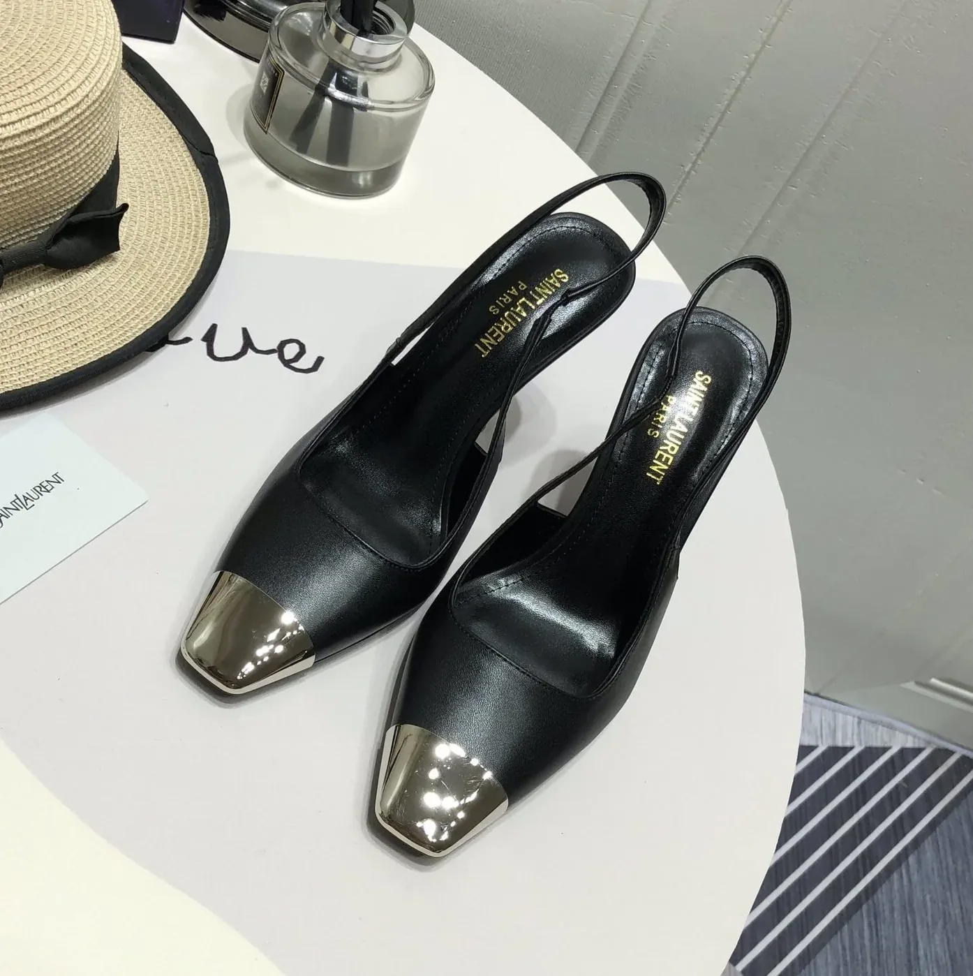 Saint Laurent Blade Slingback Pumps Black YSL