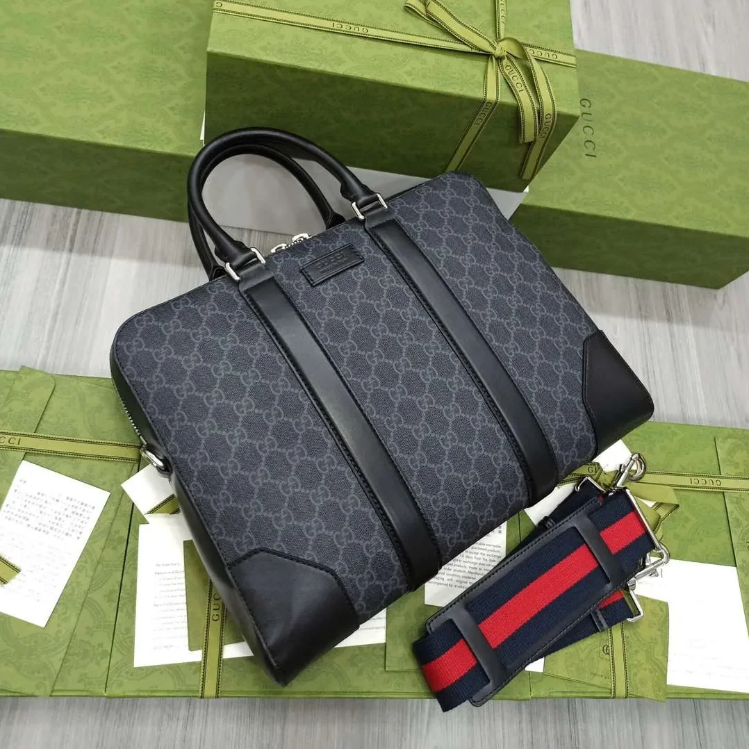 Gucci Black Briefcase GG Grey /