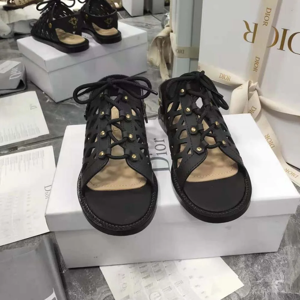 Dior D-Trap Sandal Black Matte Calfskin for Women Dior D-Trap Sandal Black Matte Calfskin for Women