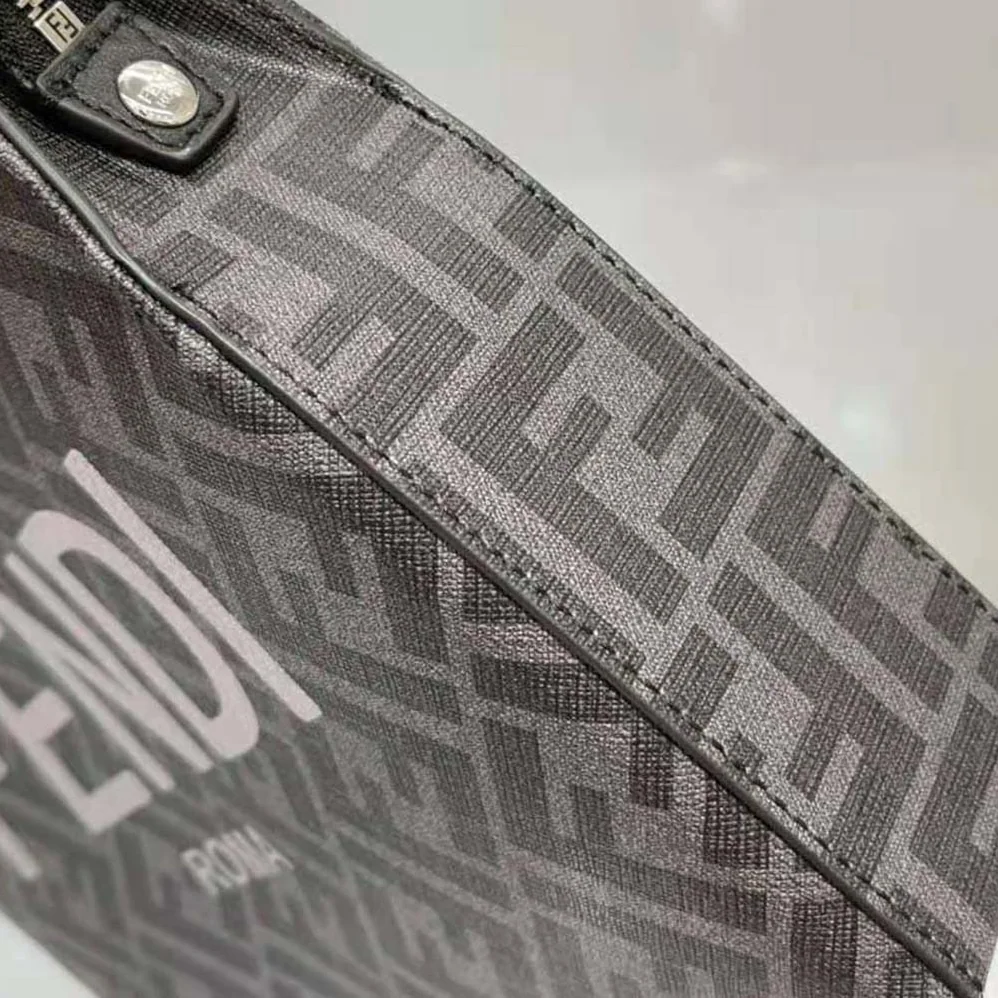 Fendi Clutch Pack Pouch in Black FF Fabric for Men