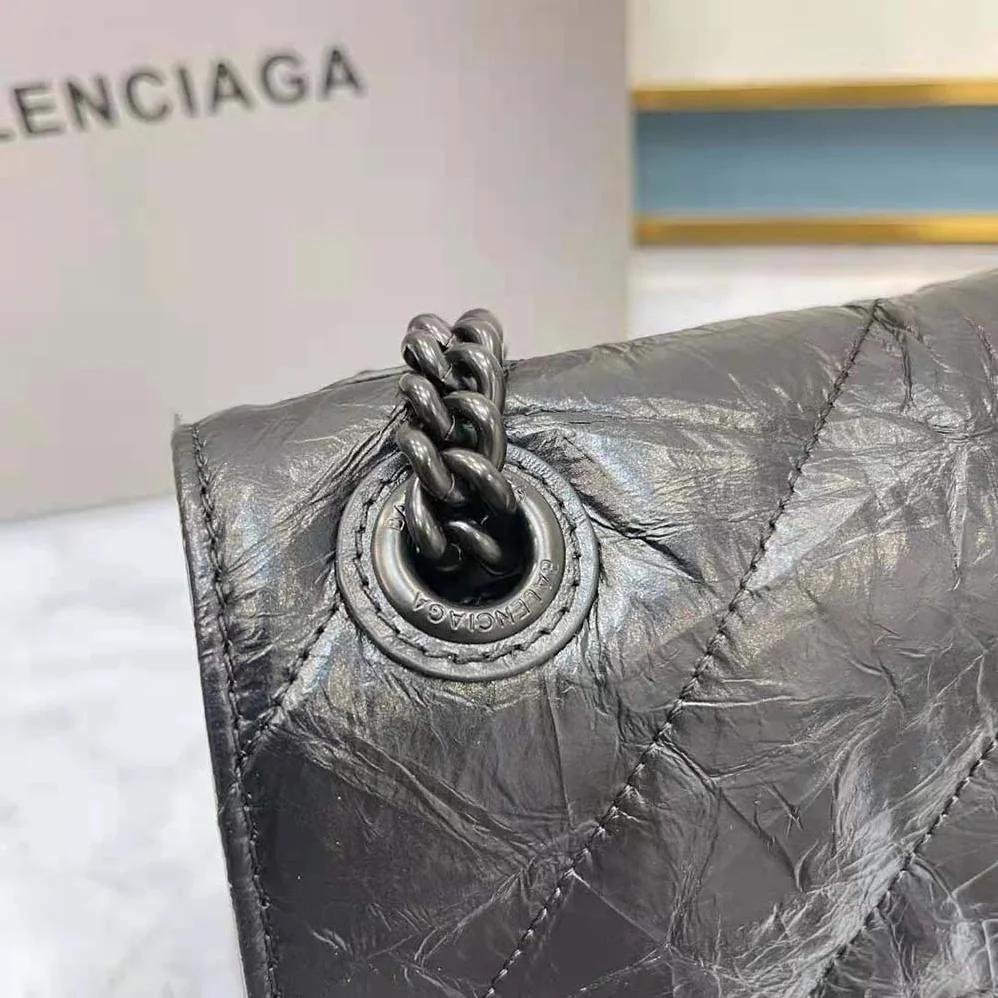 Balenciaga Crush Small Chain Bag Quilted in Black for Women