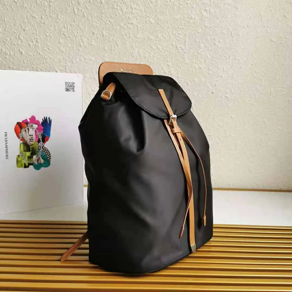 Prada Nylon and Saffiano Leather Backpack for Women in Brown