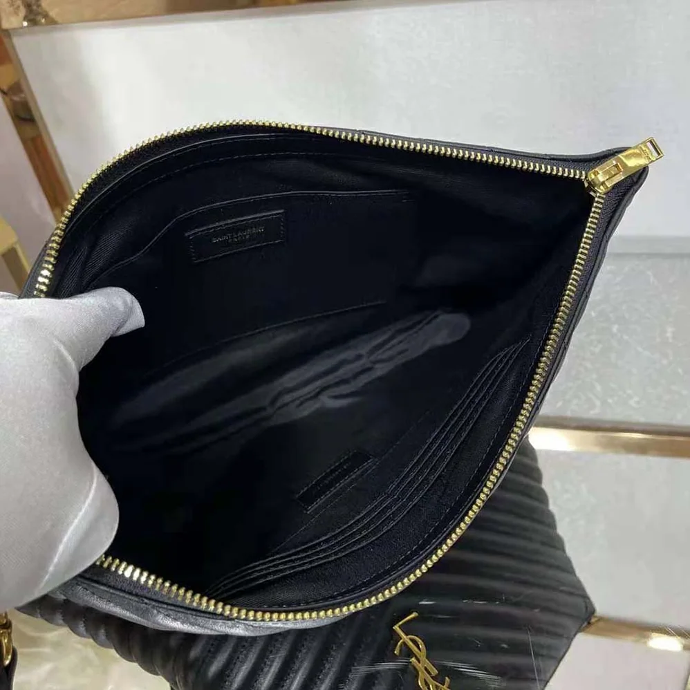 Saint Laurent YSL Monogram Document Holder in Matelasse Leather for Women in Black