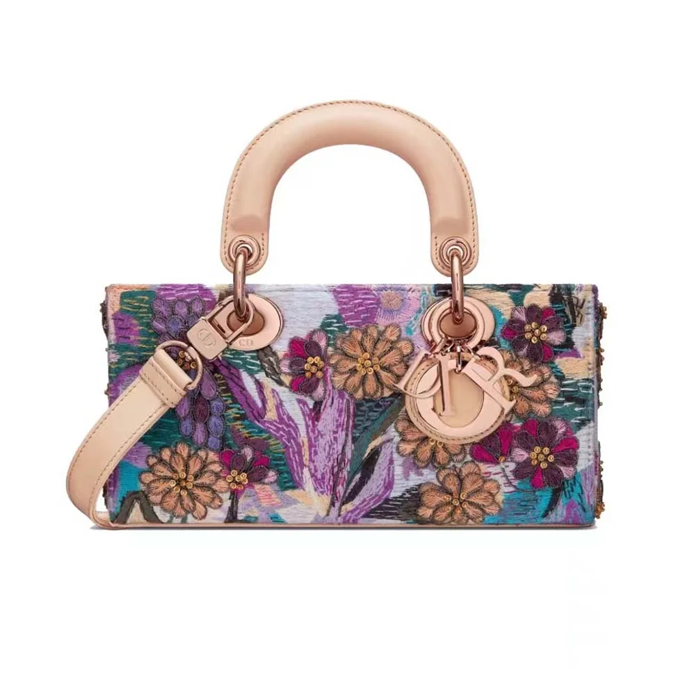 Dior Medium Lady D-joy Bag Beige Multicolor Brocart Embroidery for Women Dior Medium Lady D-joy Bag Beige Multicolor Brocart Embroidery for Women