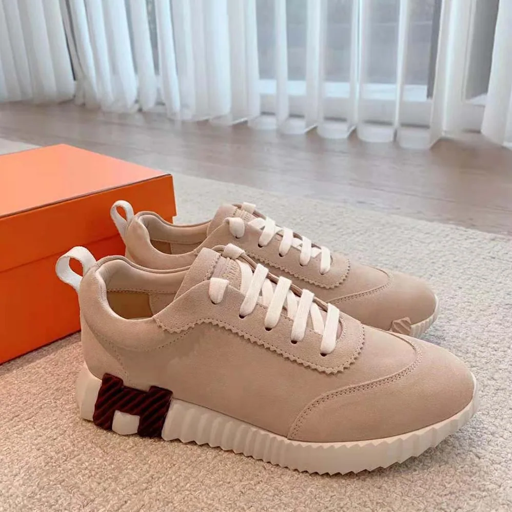 Hermes Bouncing Sneaker in Suede Goatskin for Women in Sandy