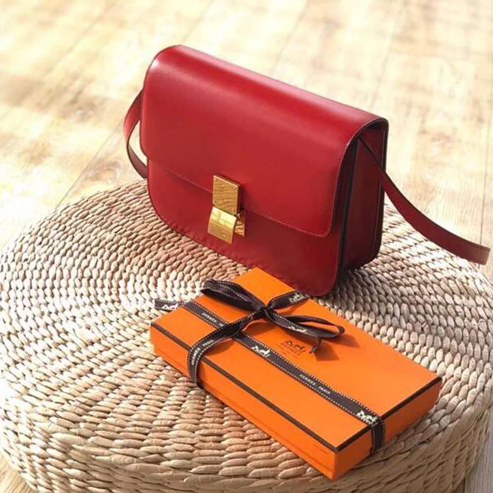 Celine Small Classic Bag in Box Calfskin Leather for Women in Red