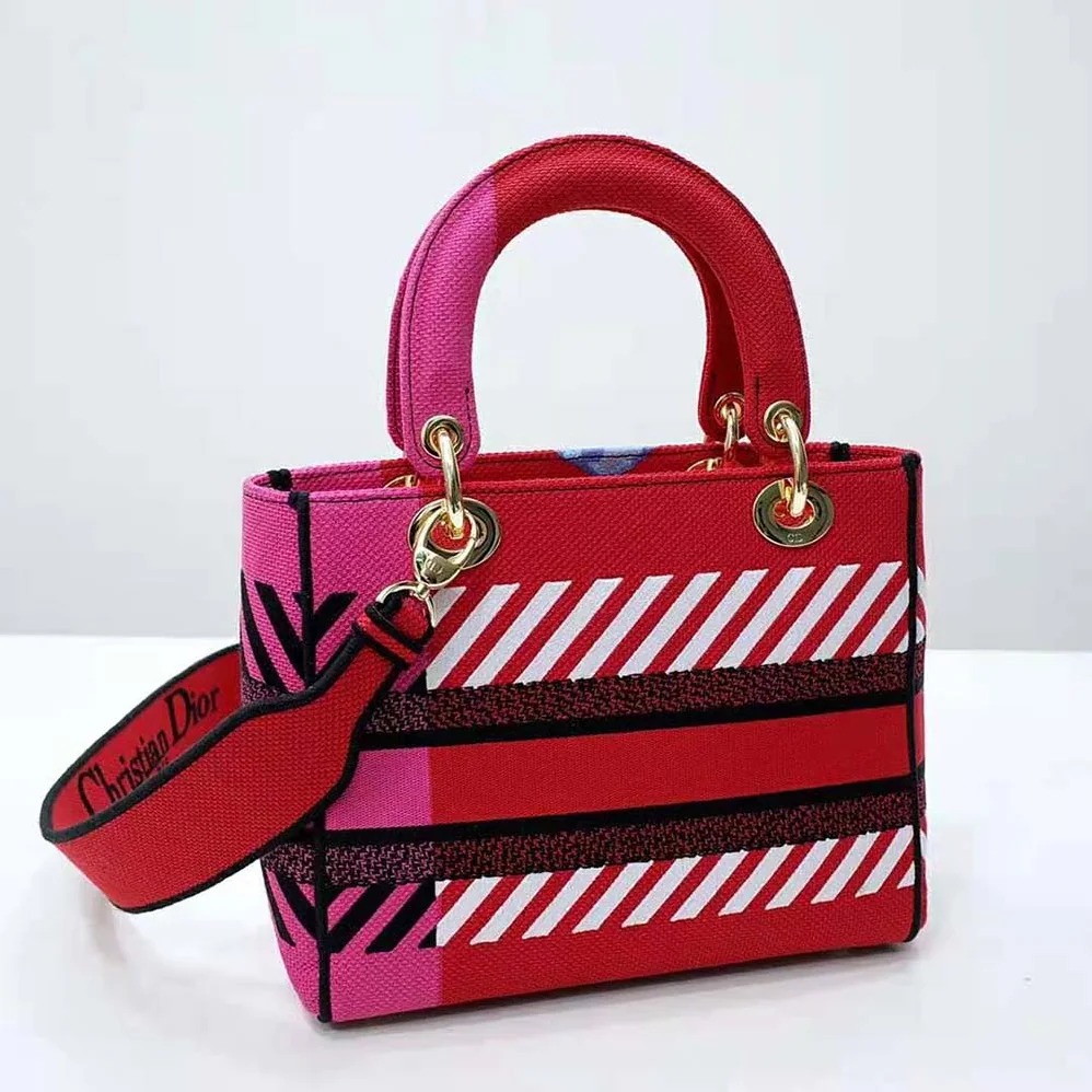 Dior Medium Lady D-lite Bag Bright Pink Multicolor D for Women in Flower Pop Embroidery