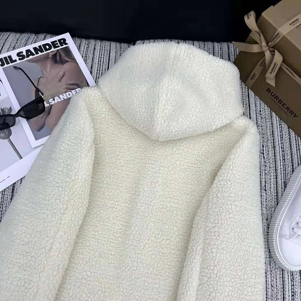 Burberry EKD Fleece Hooded Jacket for Men in White