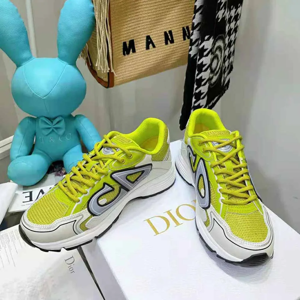 Dior B30 Sneaker Yellow Mesh and White Technical Fabric for Men
