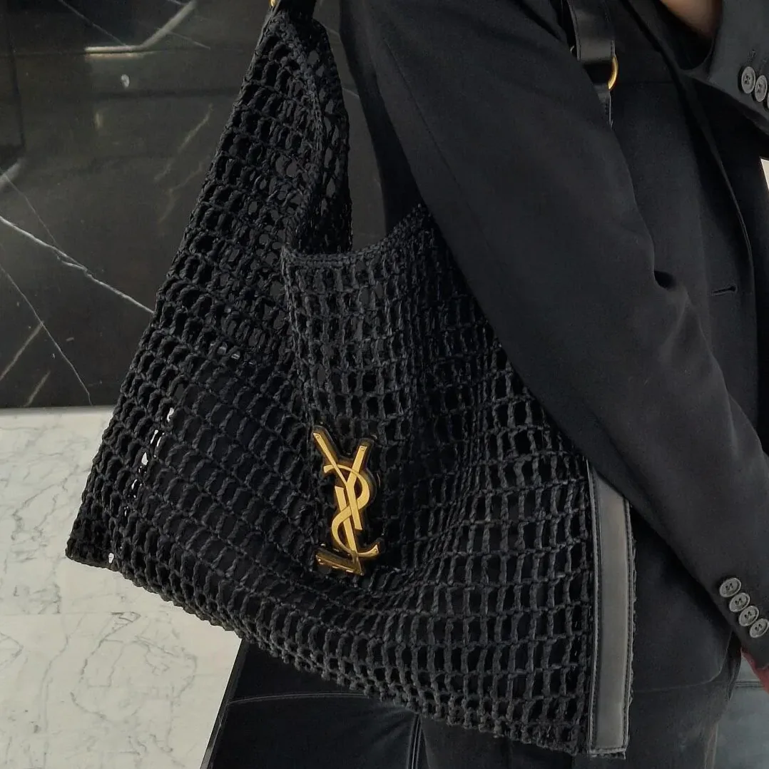 Saint Laurent YSL Oxalis Bag in Raffia Macramé for Women