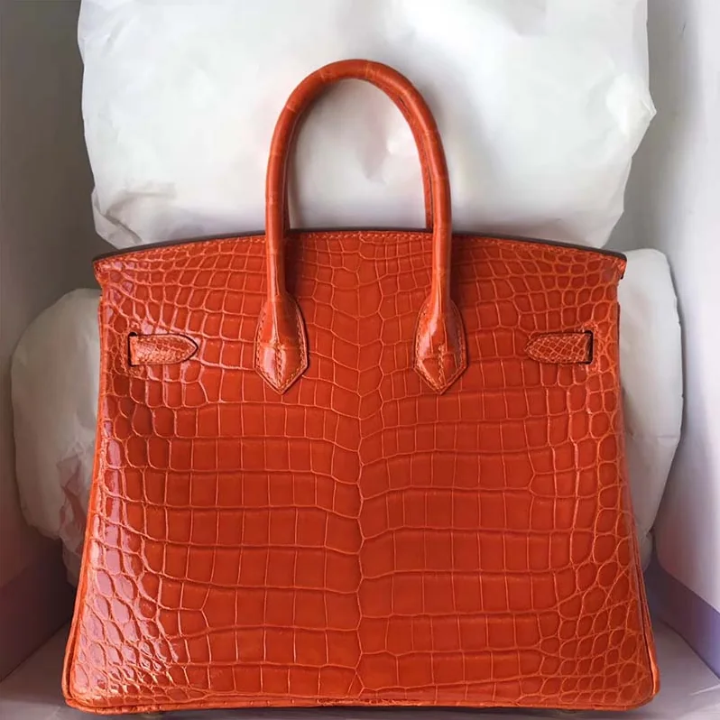 Hermes Birkin 30 Bag in Alligator Leather with Gold Hardware in Orange