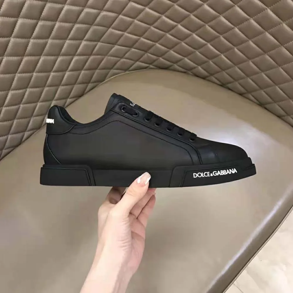 Dolce Gabbana D&G Calfskin Nappa Portofino Sneakers for Women in Black Dolce Gabbana D&G Calfskin Nappa Portofino Sneakers for Women in Black