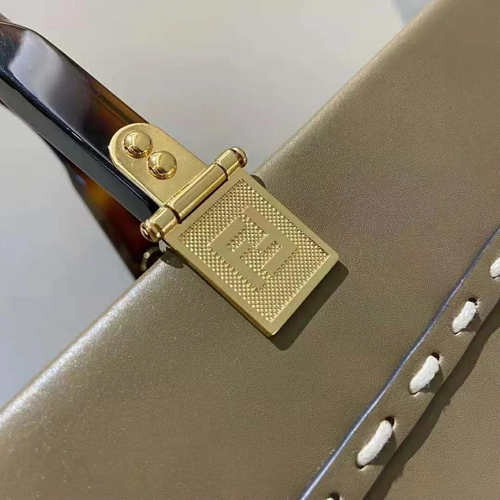 Fendi Sunshine Medium Gray Leather and Elaphe Shopper for Women