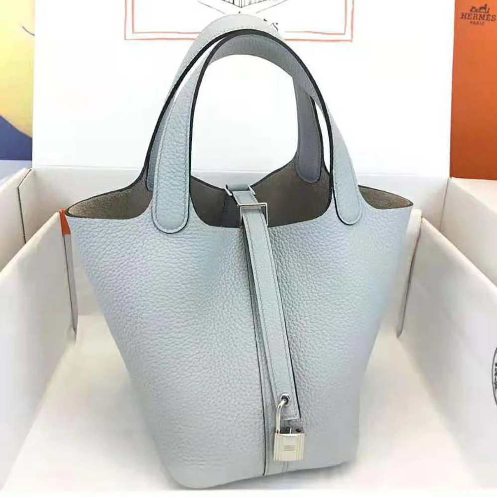 Hermes Picotin Lock 22cm in Clémence leather for Women in Blue Hermes Picotin Lock 22cm in Clémence leather for Women in Blue