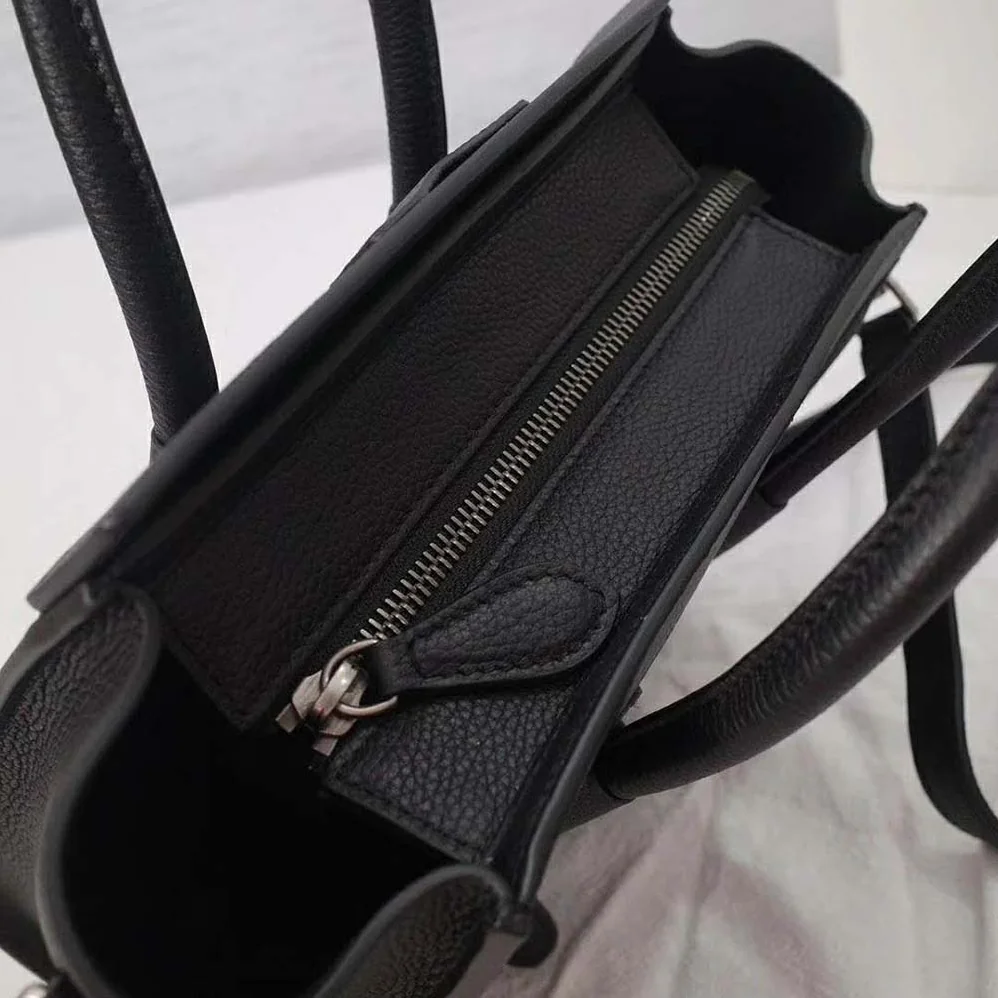 Celine Nano Luggage Bag in Drummed Calfskin for Women in Black