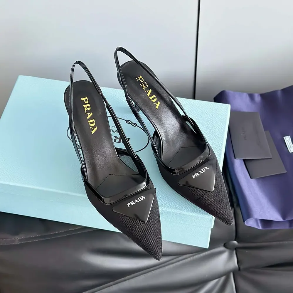 Prada Mesh Fabric Slingback Pumps for Women in Black