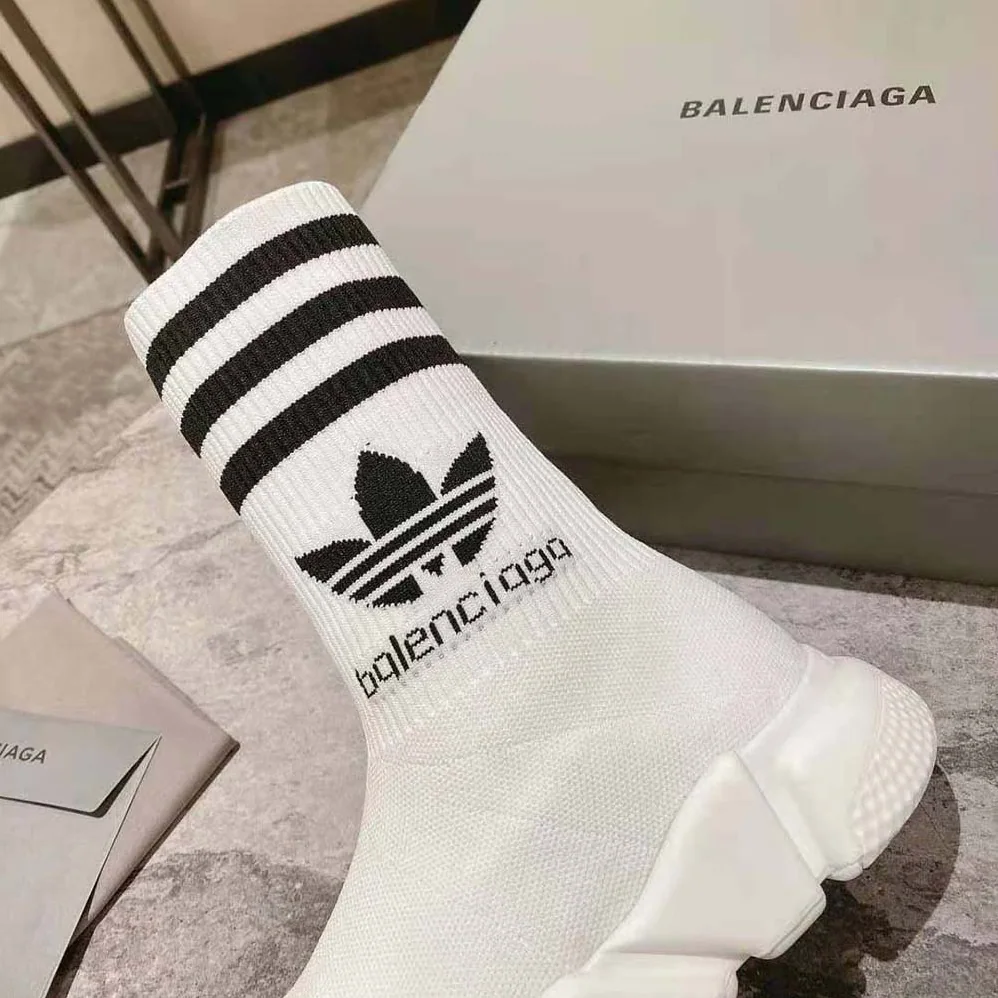 Balenciaga adidas Speed Sneaker in White and Black Sole Unit is Done in Collaboration with Adidas for Unisex Balenciaga adidas Speed Sneaker in White and Black Sole Unit is Done in Collaboration with Adidas for Unisex