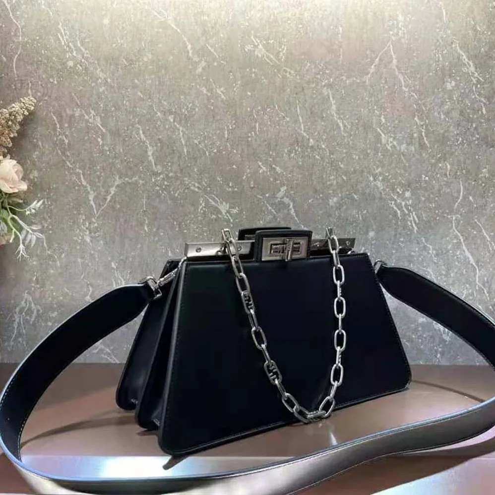 Fendi Peekaboo Cut Medium Black Leather Bag for Women Fendi Peekaboo Cut Medium Black Leather Bag for Women
