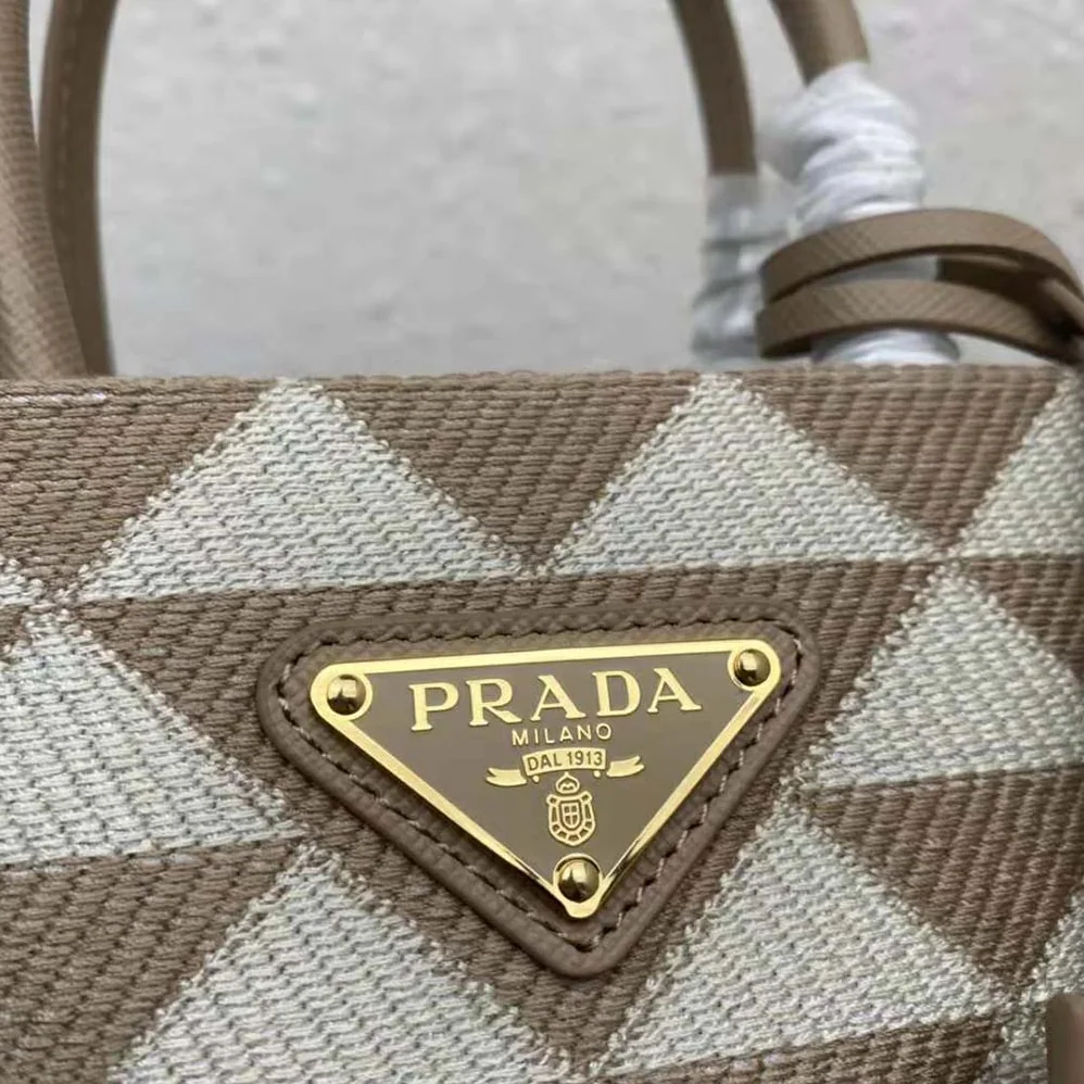 Prada Symbole Embroidered Fabric Mini Bag for Women in Beige Prada Symbole Embroidered Fabric Mini Bag for Women in Beige